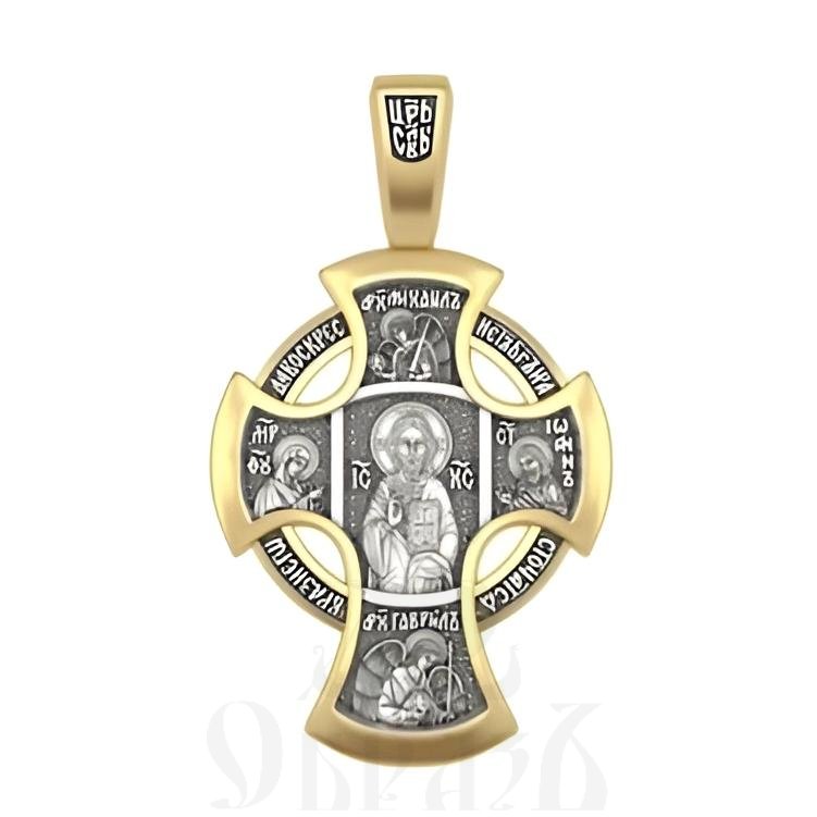 новгородский крест деисус и ангел хранитель, серебро 925 проба с золочением (арт. 17.025)