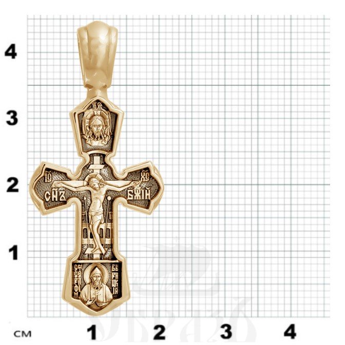 крест «распятие. свт. николай чудотворец», золото 585 проба желтое (арт. 201.243)
