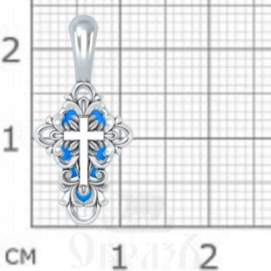 крест, серебро 925 проба с родированиием и витражной эмалью (арт. 19.022р)