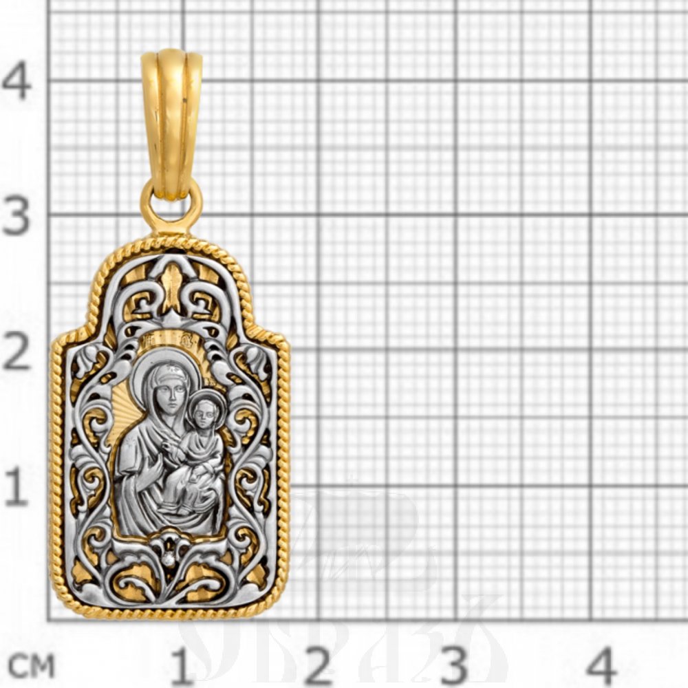 образок «смоленская икона божией матери», серебро 925 проба с золочением (арт. 102.083)