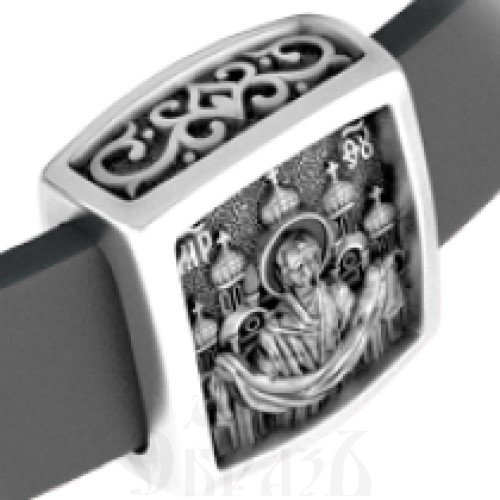 православный бусина «покров пресвятой богородицы», серебро 925 пробы с платинированием (арт. 22.211р)