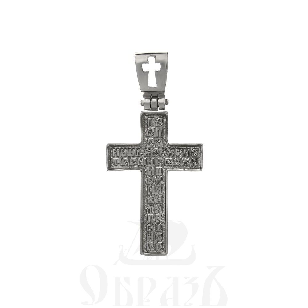 золотой крест с иисусовой молитвой, 585 проба белого цвета (арт. п30049-з5б)