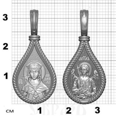 нательная икона св. мученица людмила чешская княгиня, серебро 925 проба с родированием (арт. 06.026р)